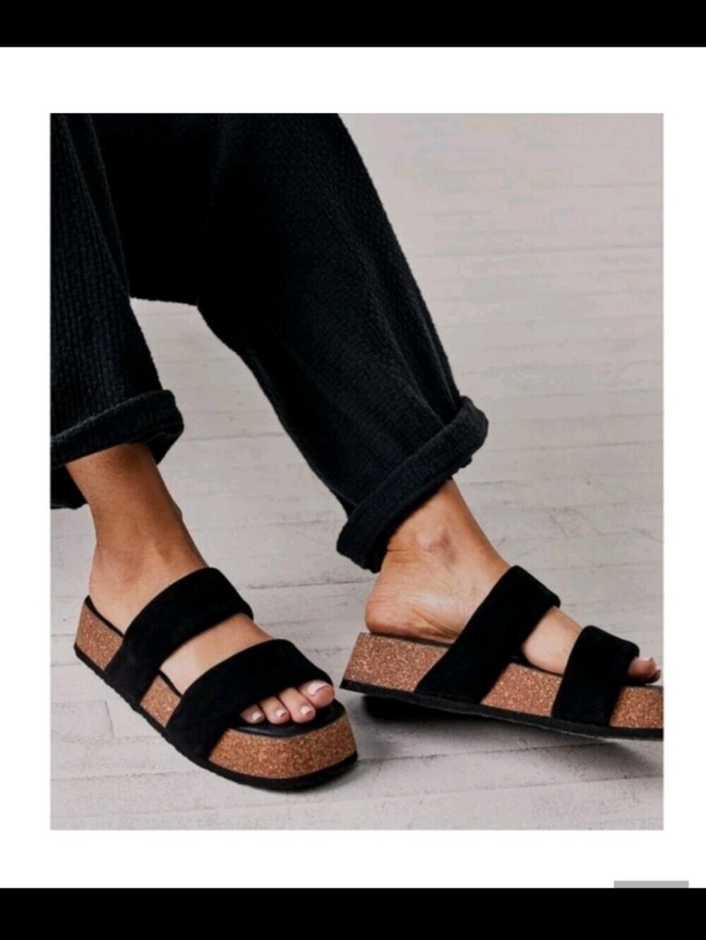 Free People Womens Black Fairmount Flared Chunky Puffy Strap Sandals 10